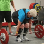 Grandmother lifting weights