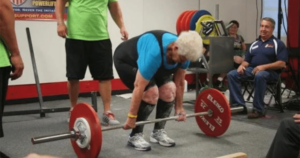Grandmother lifting weights